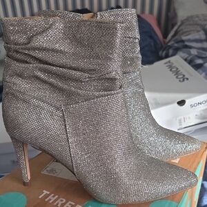 XOXO Glittering Silver Heeled Boots